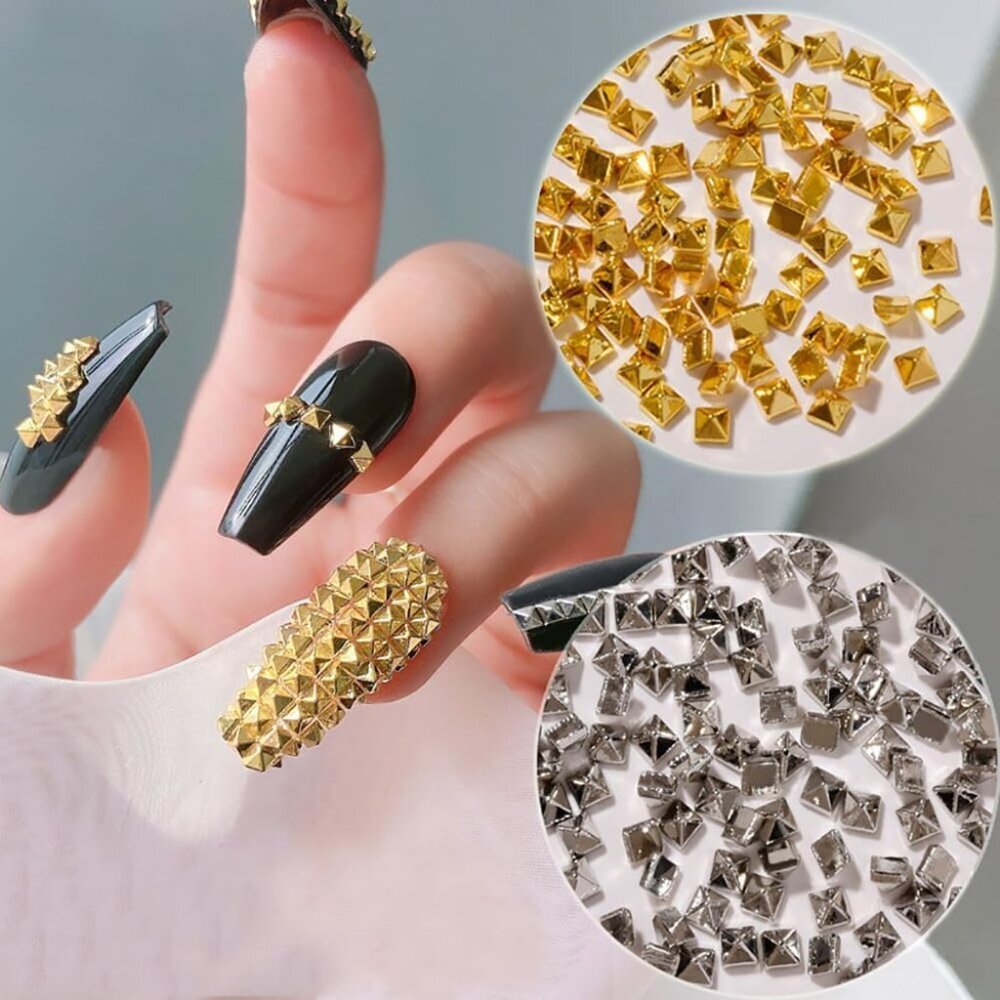 Metal Nail Studs Art - Punk Nail Studs Charms - 3D Gothic Nail Charms Studs, Con
